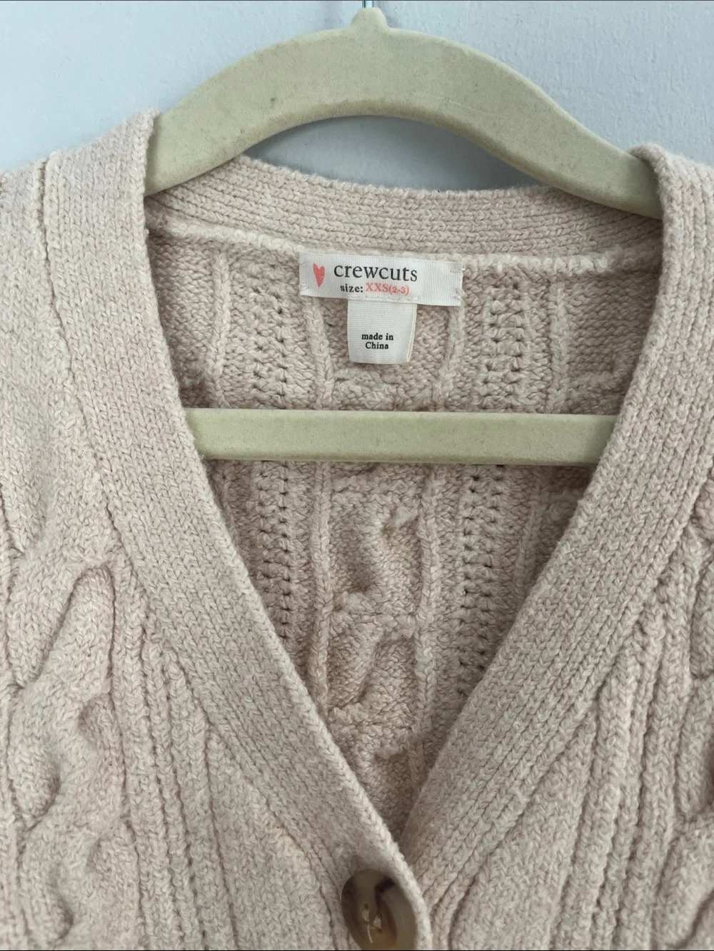 Crewcuts J.Crew Girls Beige Cable Knit Cardigan Sweater XXS 2-3T Preppy Classic